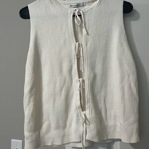 Abercrombie & Fitch Cream Tie-Front Blouse